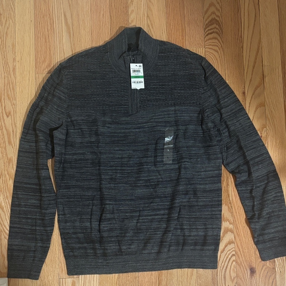 Men's Gray Half-Zip Sweater - Picture 1 of 4